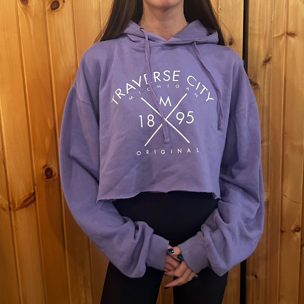 Purple Cropped Traverse City Hoodie (L)